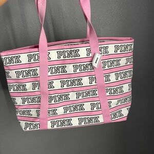 PINK Victoria's Secret Logo Tote in Pink and White